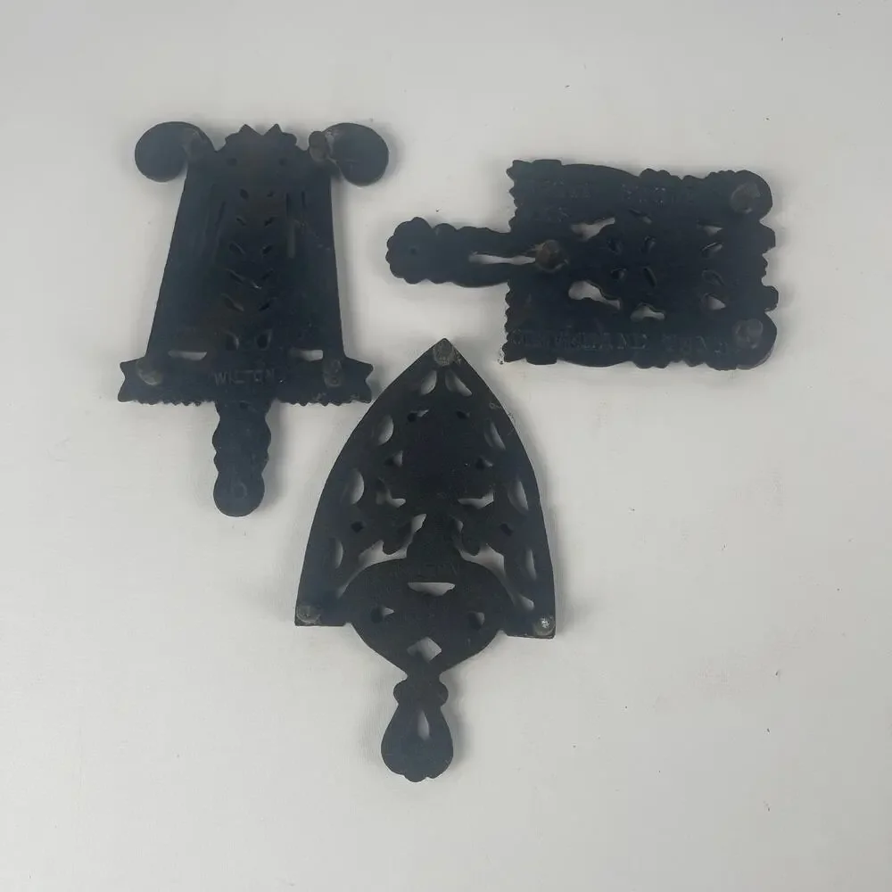 Cast Iron 3 Small Trivets - 2 Wilton and Brown Stone (Cleveland Tenn)